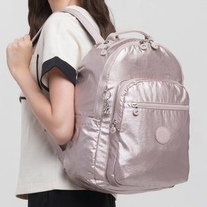 kipling rose gold backpack